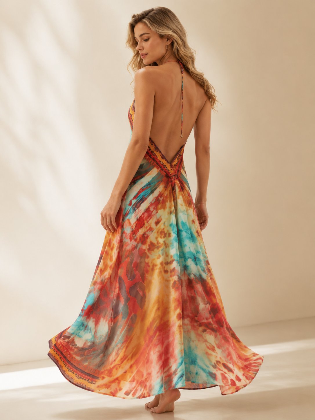 🌺 Sunset Print Maxi Dress