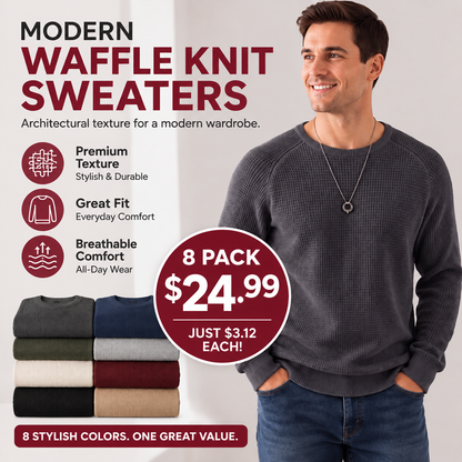 Modern waffle knit sweater for men