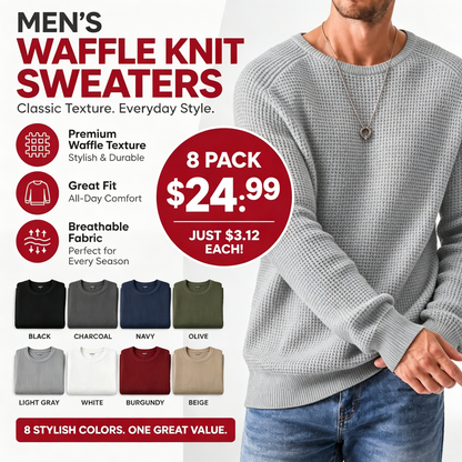 Modern waffle knit sweater for men