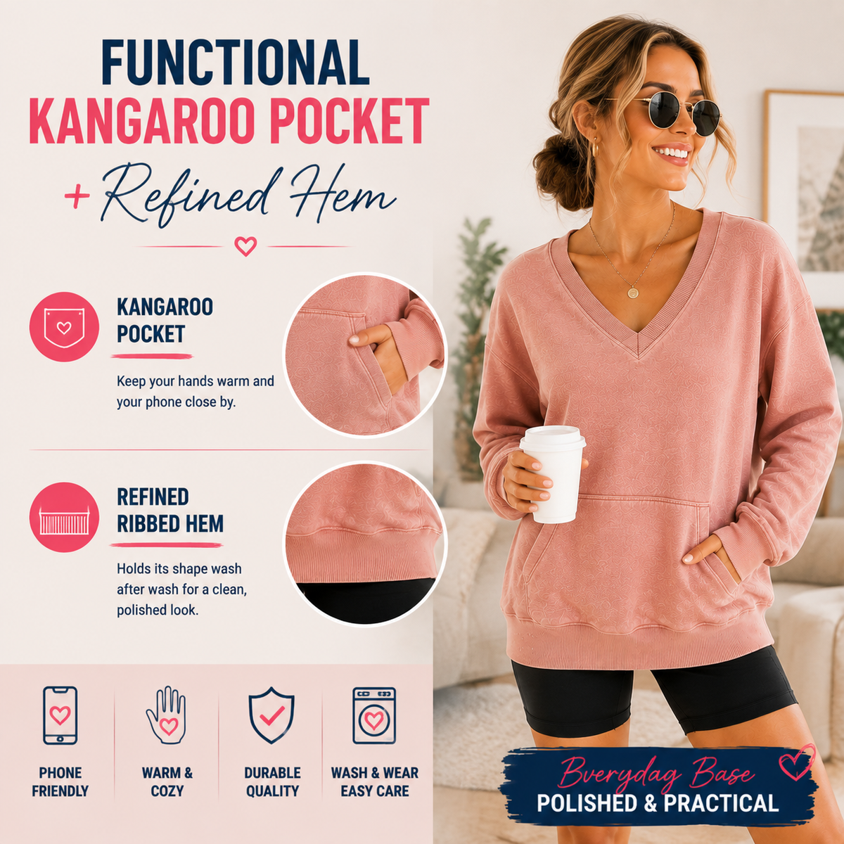 🔥 Your Favorite Is Back!Pigment Dyed Cozy Campfire V-Neck Sweatshirt