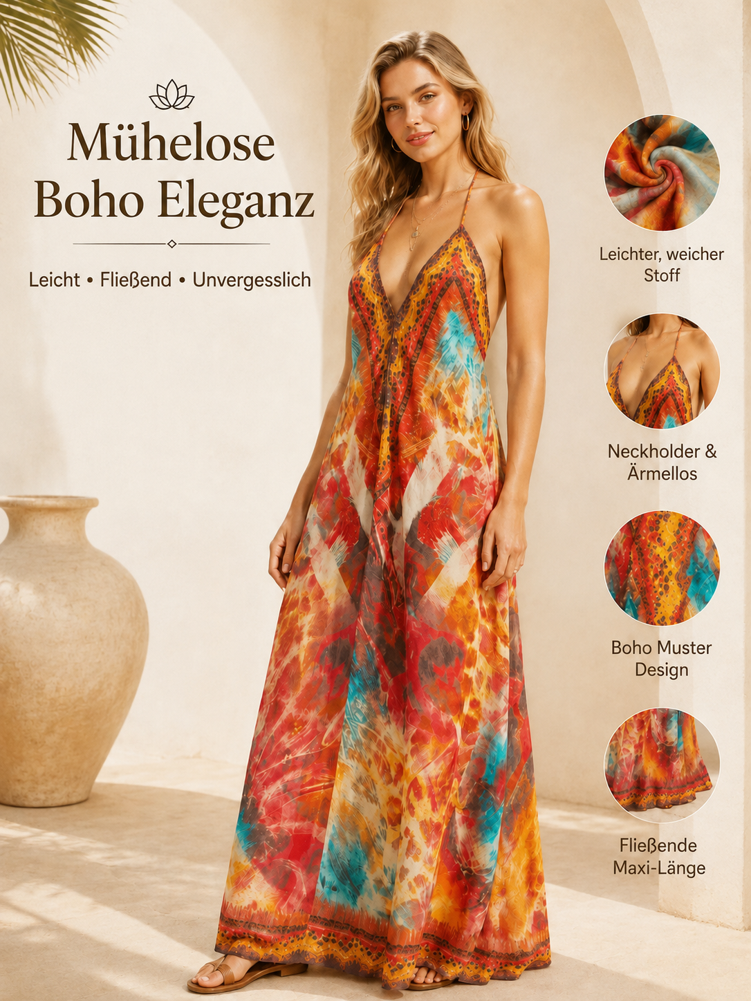 🌺 Sunset Print Maxi Dress