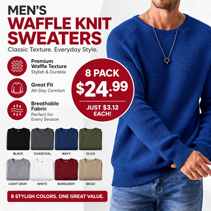 Modern waffle knit sweater for men
