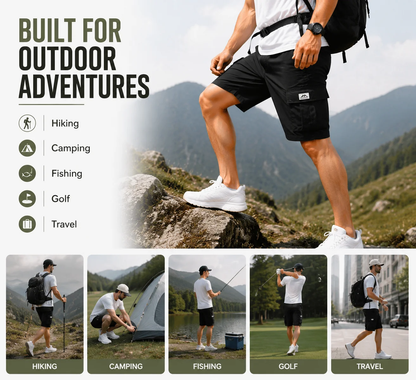 Men's Multi-Pocket Drawstring Cargo Shorts — Value Bundle