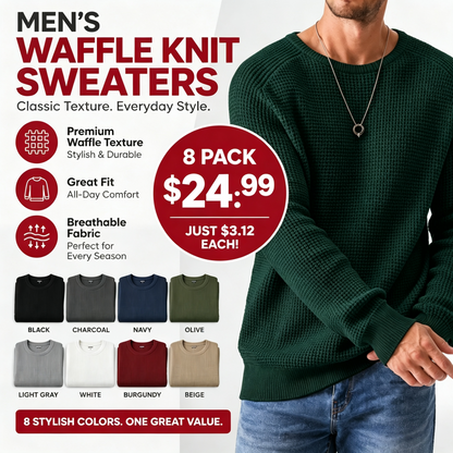 Modern waffle knit sweater for men