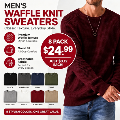 Modern waffle knit sweater for men