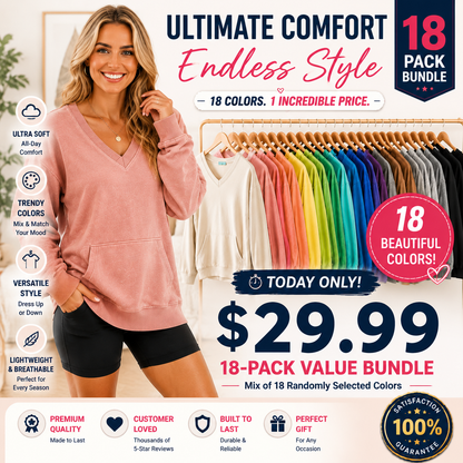 🔥 Your Favorite Is Back!Pigment Dyed Cozy Campfire V-Neck Sweatshirt