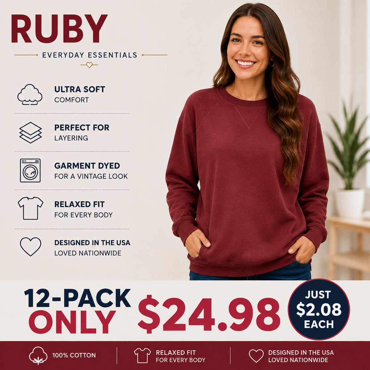 Pigment Dyed Sweatshirt With Pockets