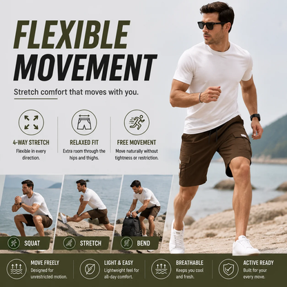 Men's Multi-Pocket Drawstring Cargo Shorts — Value Bundle