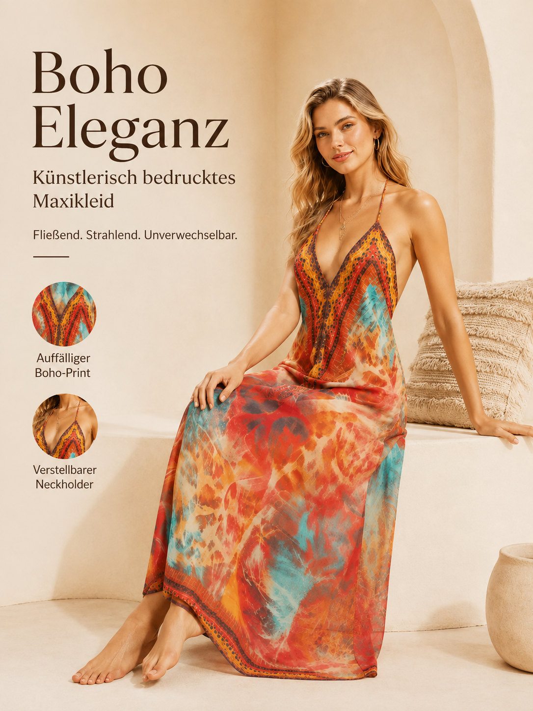 🌺 Sunset Print Maxi Dress