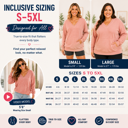 🔥 Your Favorite Is Back!Pigment Dyed Cozy Campfire V-Neck Sweatshirt