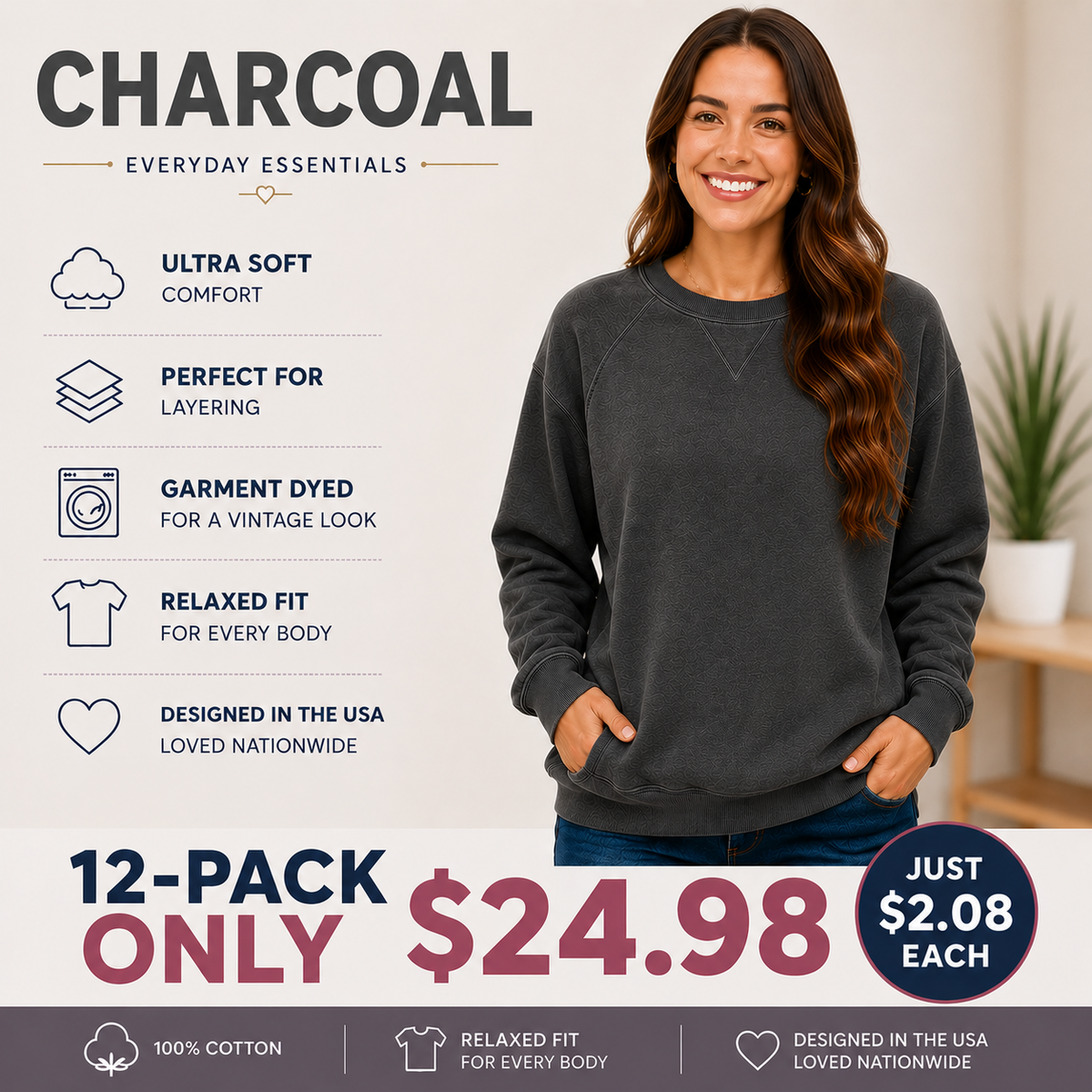 Pigment Dyed Sweatshirt With Pockets