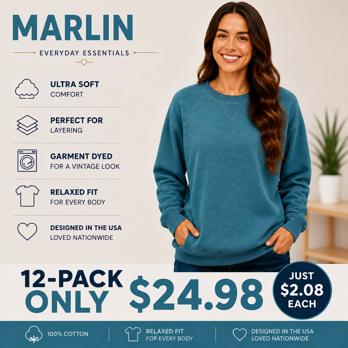 Pigment Dyed Sweatshirt With Pockets
