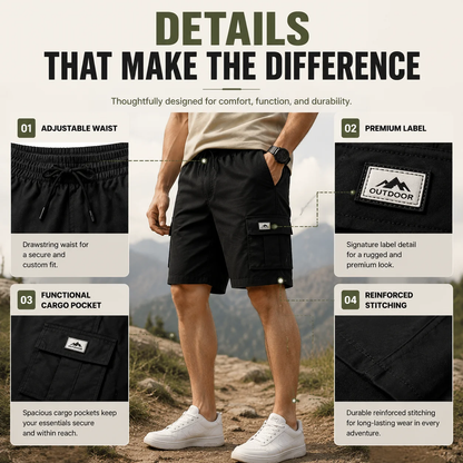 Men's Multi-Pocket Drawstring Cargo Shorts — Value Bundle