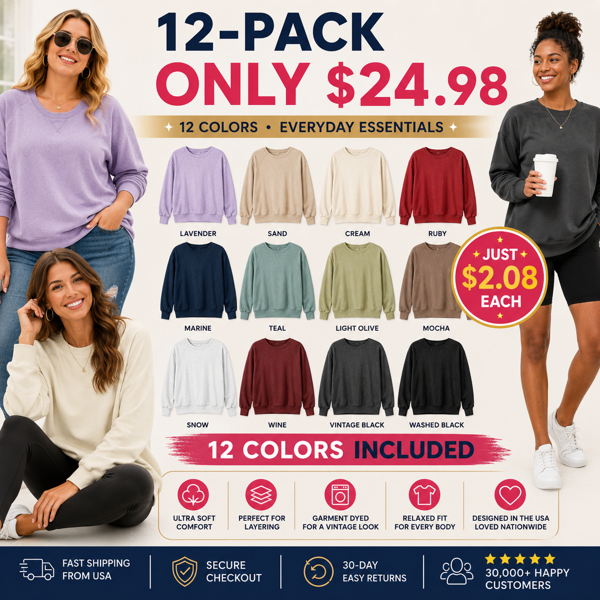 Pigment Dyed Sweatshirt With Pockets