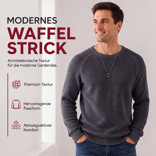 Modern waffle knit sweater for men