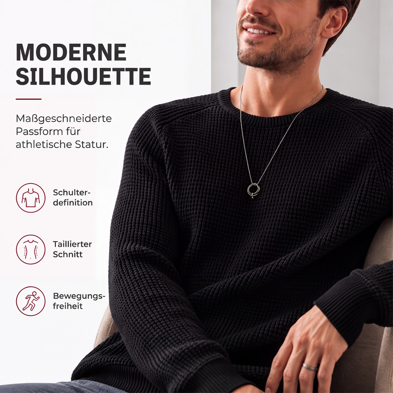 Modern waffle knit sweater for men