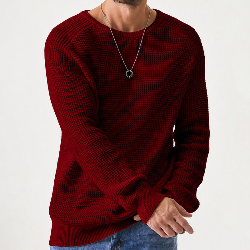 Modern waffle knit sweater for men